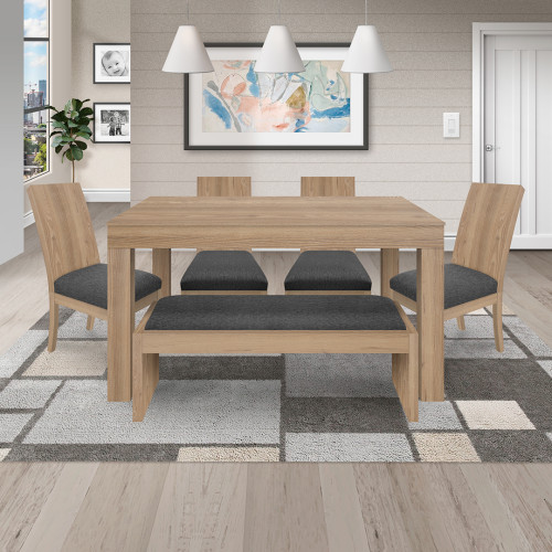 Juego de Comedor 6P (140) Italia Nicky 4 Sillas 1 Banca