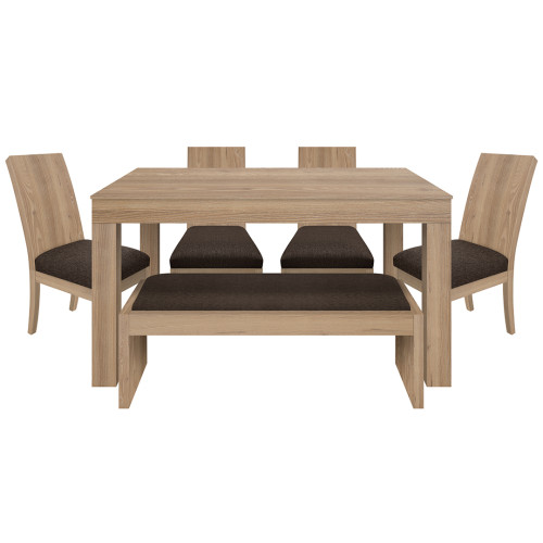 Juego de Comedor 6P (140) Italia Nicky 4 Sillas 1 Banca