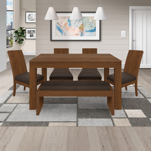 Juego de Comedor 6P (140) Italia Nicky 4 Sillas 1 Banca