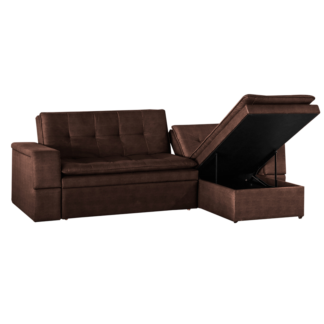 Sofá Cama en L Ethel Cuero Sintético - Amoblando