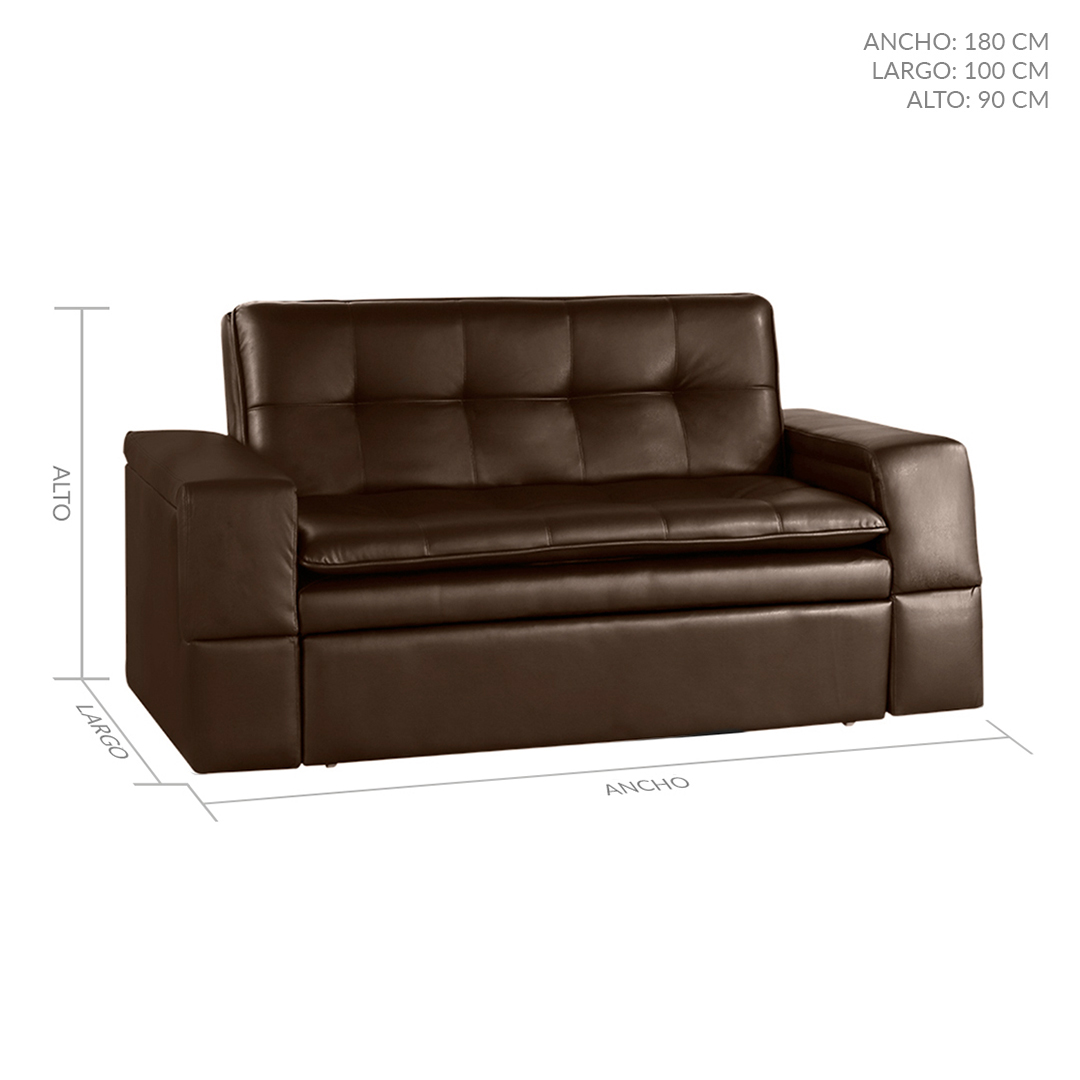 Sofá Cama Ethel Cuero Sintético Amoblando