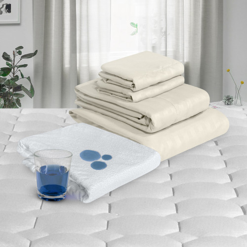 Combo Protector Impermeable + Jgo de Sábanas Hotelero